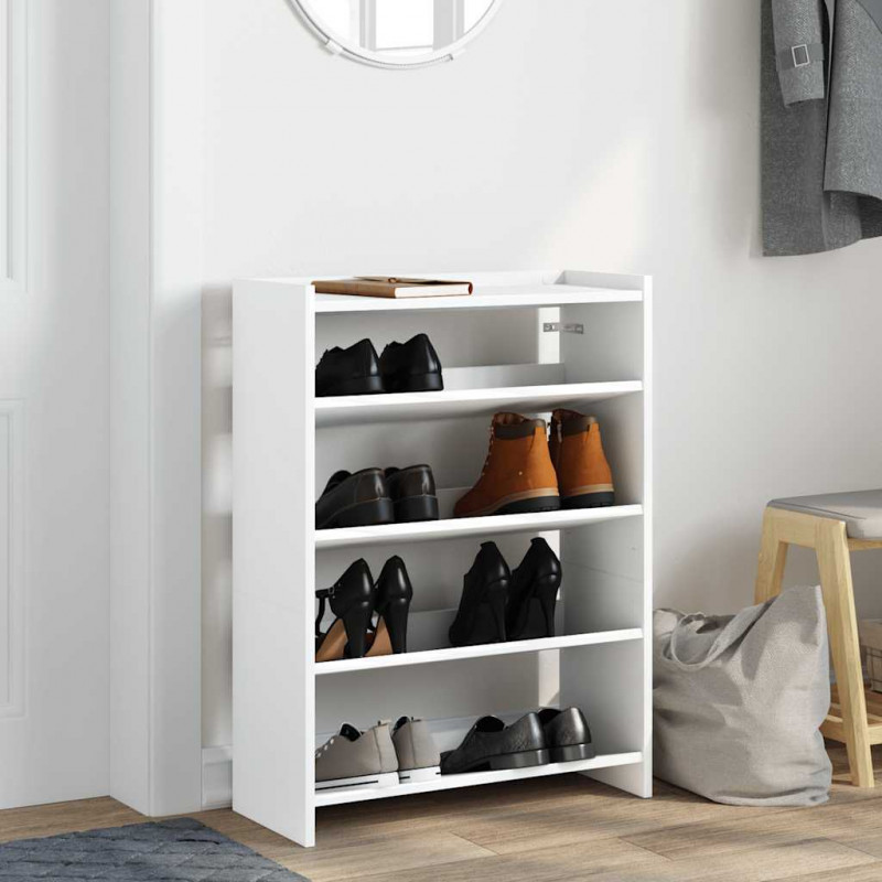 Stojak na buty, biała, 60x25x81 cm, materiał drewnopochodny