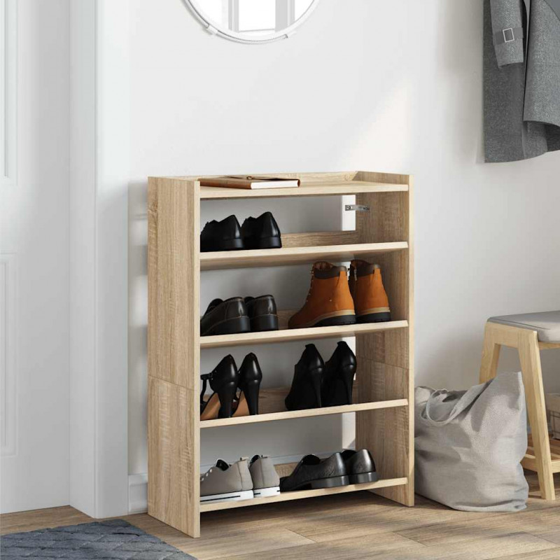 Stojak na buty, dąb sonoma 60x25x81 cm, materiał drewnopochodny