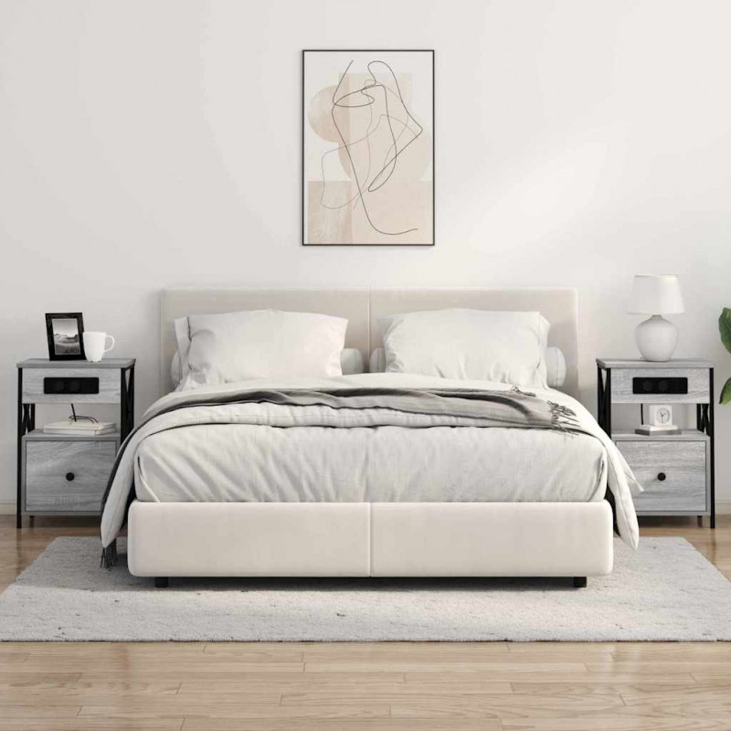 Szafka Nocna z szufladą 2 pcs Szary Sonoma 40 x 31 x 60 cm