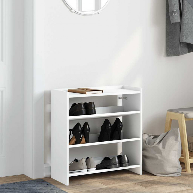 Stojak na buty, biała, 60x25x62 cm, materiał drewnopochodny