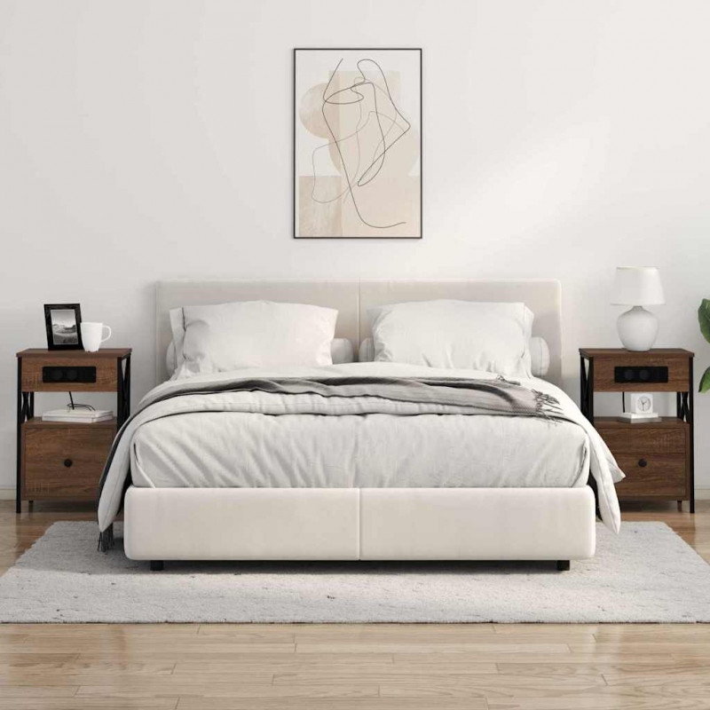 Szafka Nocna z szufladą 2 pcs Brązowy dąb 40 x 31 x 60 cm