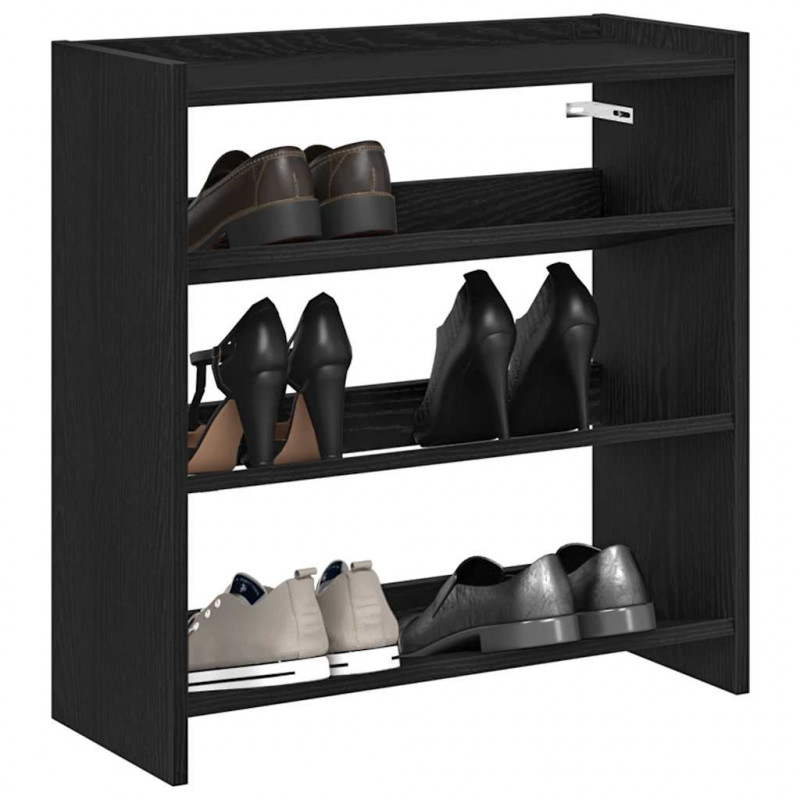 Stojak na buty, czarna, 60x25x62 cm, materiał drewnopochodny