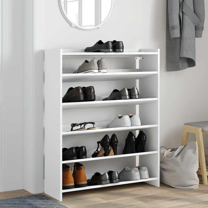 Stojak na buty, biała, 80x25x100 cm, materiał drewnopochodny