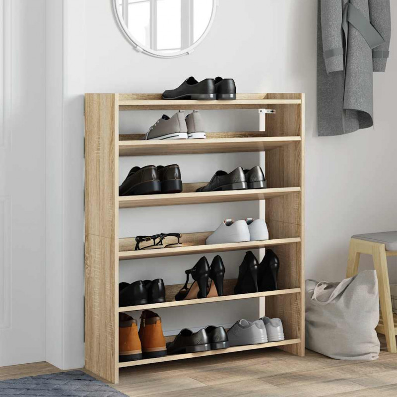 Stojak na buty, dąb sonoma 80x25x100cm, materiał drewnopochodny