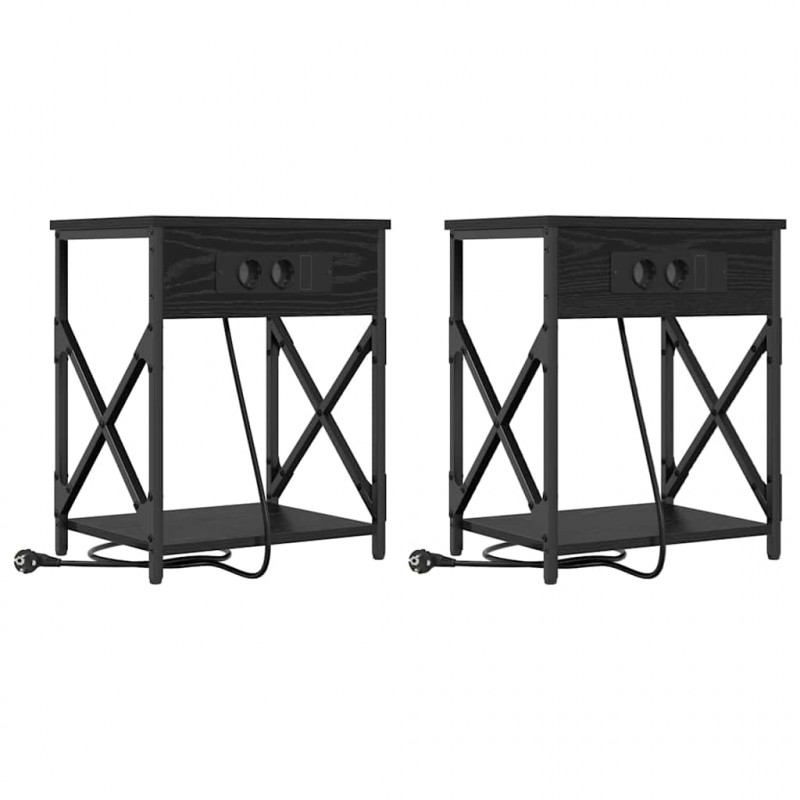 Szafka Nocna 2 pcs Czarny Dąb 41 x 31 x 51 cm