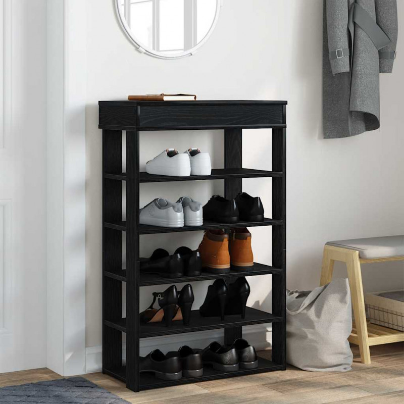 Stojak na buty, czarny, 60x30x98 cm, materiał drewnopochodny