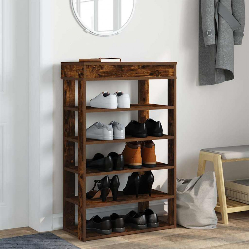 Stojak na buty, przydymiony dąb, 60x30x98 cm