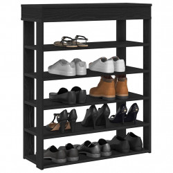 Półka na buty, czarna, 80x30x98 cm, materiał drewnopochodny