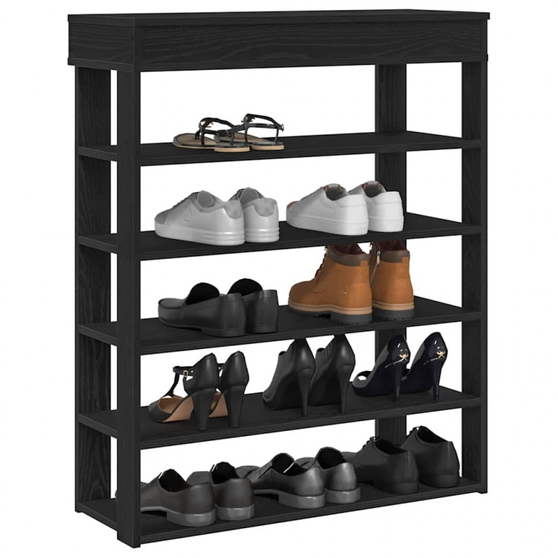 Półka na buty, czarna, 80x30x98 cm, materiał drewnopochodny