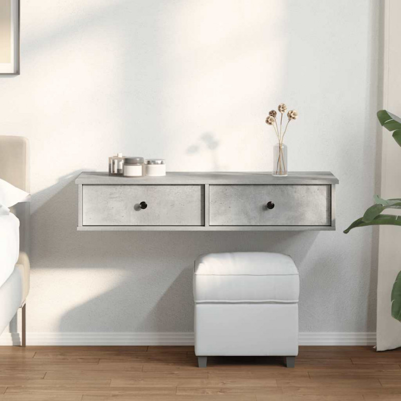 Półka ścienna z szufladami, szarość betonu 100x37,5x19 cm