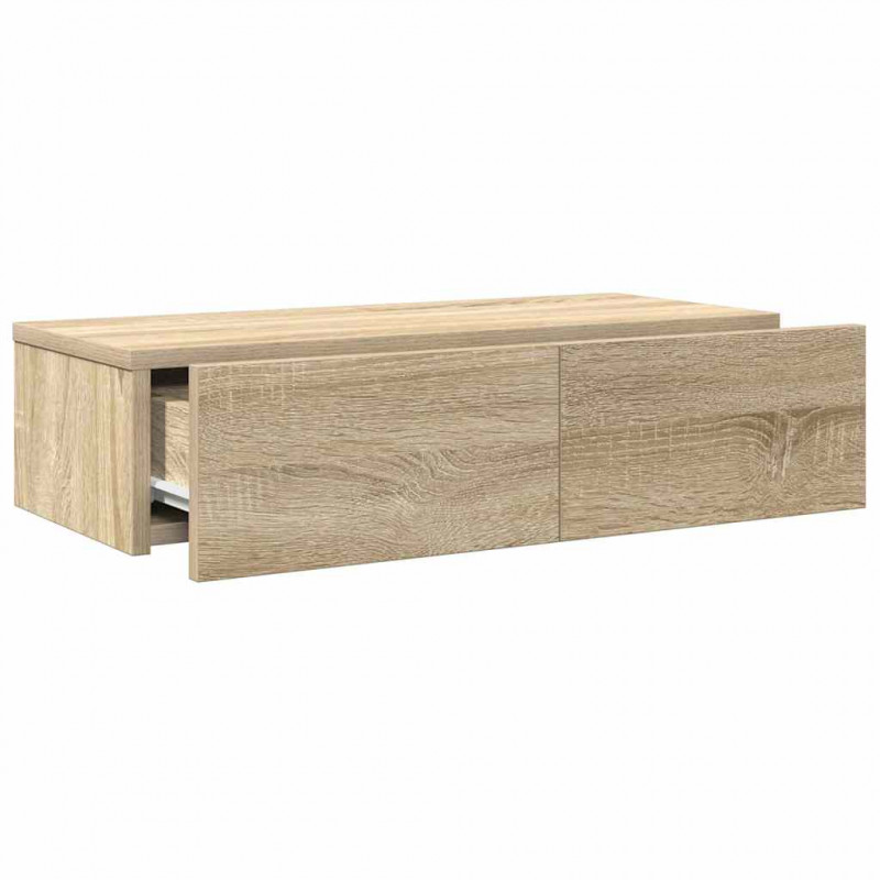Półka ścienna z szufladami, dąb sonoma, 60x26,5x15 cm