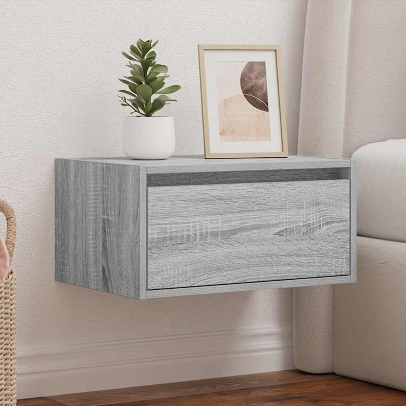 Wisząca szafka nocna z podświetleniem LED, szary dąb sonoma