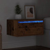Wisząca szafka nocna z podświetleniem LED, stare drewno