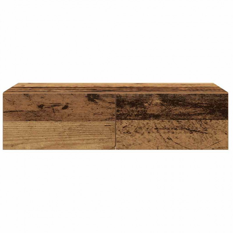 Półka ścienna z szufladami, stare drewno, 60x26,5x15 cm