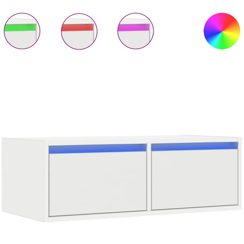 Szafka pod TV z oświetleniem LED, biała, 75x35,5x25 cm