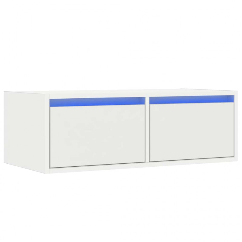 Szafka pod TV z oświetleniem LED, biała, 75x35,5x25 cm