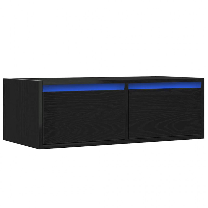 Szafka pod TV z oświetleniem LED, czarna, 75x35,5x25 cm