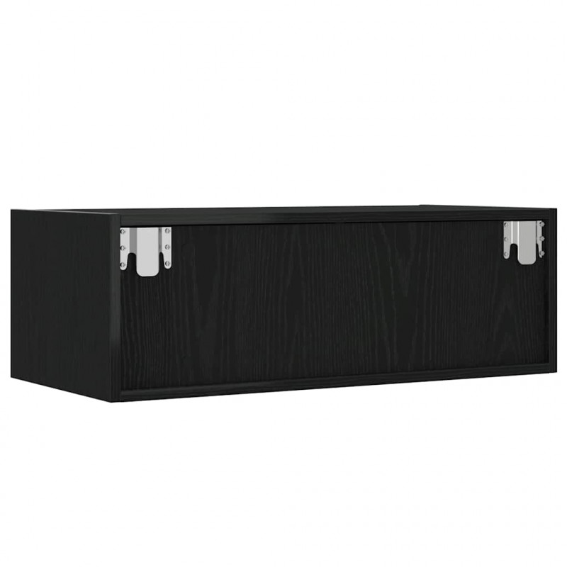 Szafka pod TV z oświetleniem LED, czarna, 75x35,5x25 cm