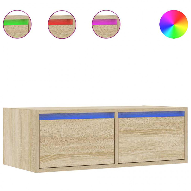 Szafka pod TV z oświetleniem LED, dąb sonoma, 75x35,5x25 cm