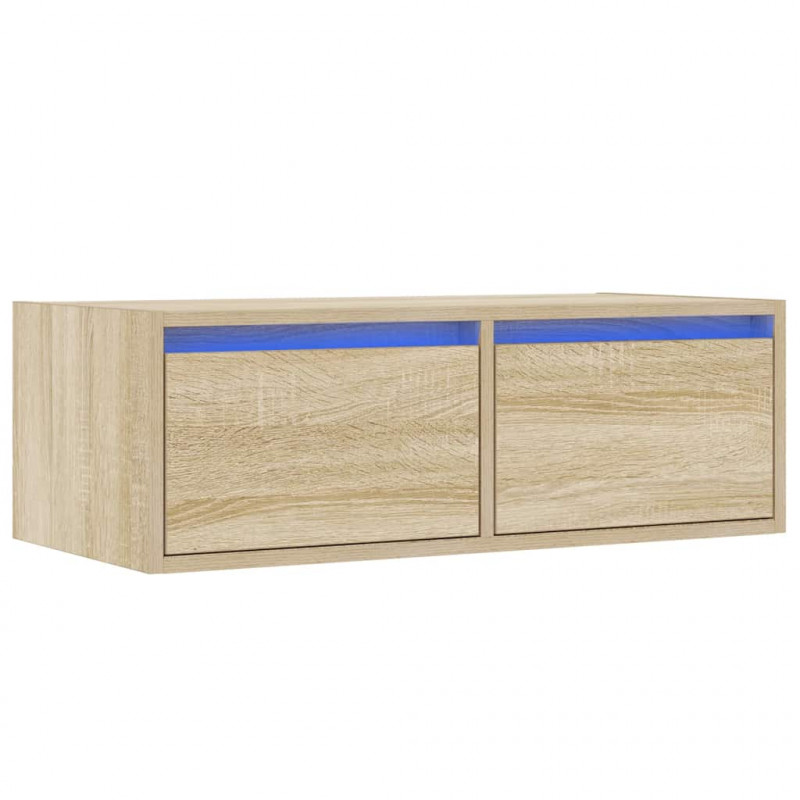 Szafka pod TV z oświetleniem LED, dąb sonoma, 75x35,5x25 cm