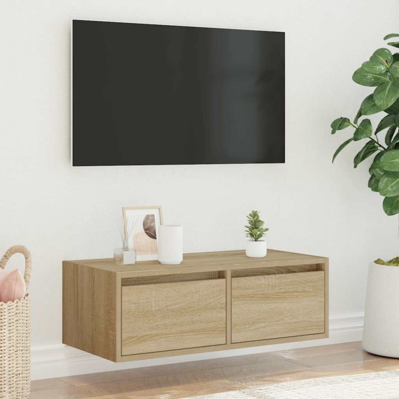 Szafka pod TV z oświetleniem LED, dąb sonoma, 75x35,5x25 cm