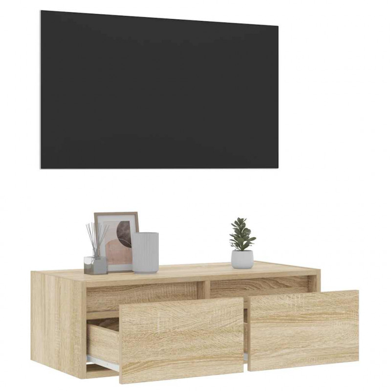 Szafka pod TV z oświetleniem LED, dąb sonoma, 75x35,5x25 cm