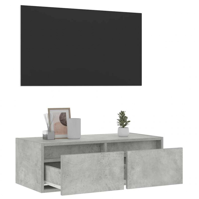 Szafka pod TV z oświetleniem LED, szarość betonu, 75x35,5x25 cm