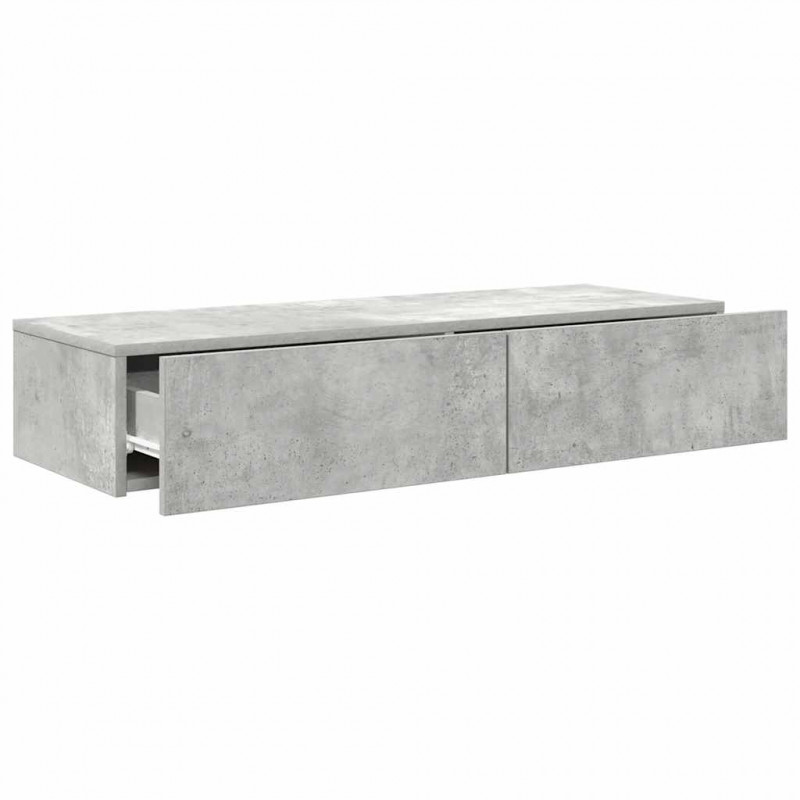 Półka ścienna z szufladami, szarość betonu 100x36x19 cm
