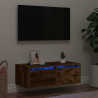 Szafka pod TV z LED, przydymiony dąb, 75x35,5x25 cm