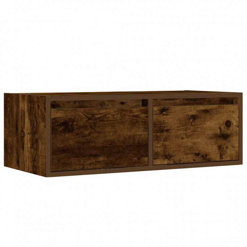 Szafka pod TV z LED, przydymiony dąb, 75x35,5x25 cm