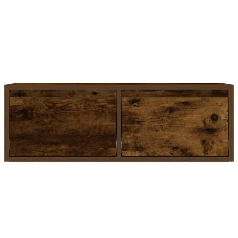 Szafka pod TV z LED, przydymiony dąb, 75x35,5x25 cm