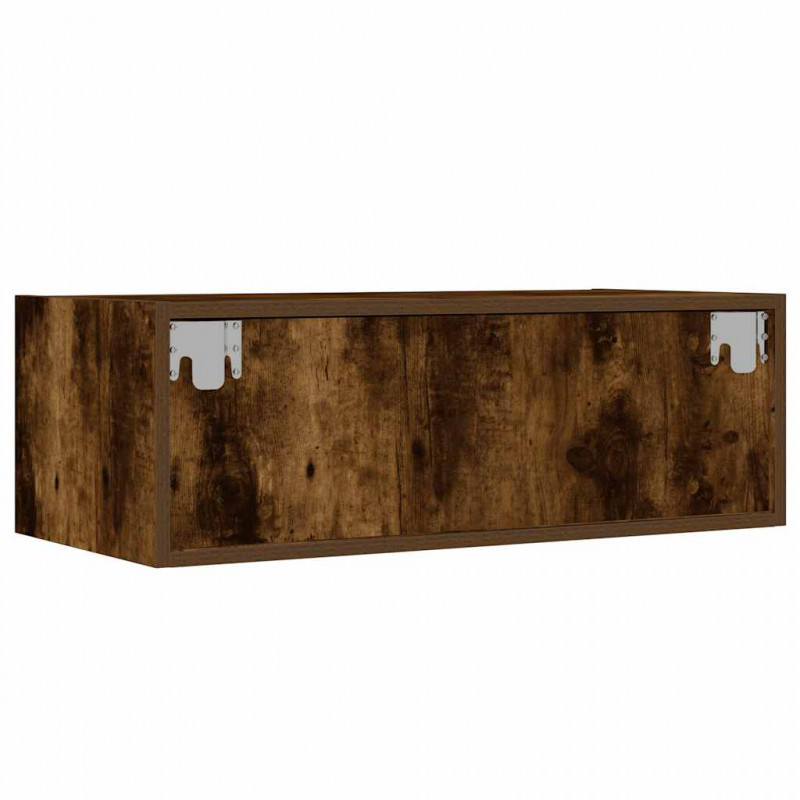 Szafka pod TV z LED, przydymiony dąb, 75x35,5x25 cm