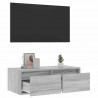 Szafka pod TV z LED, szary dąb sonoma, 75x35,5x25 cm