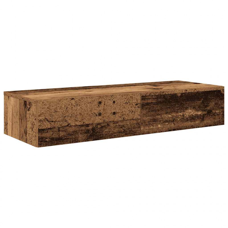 Półka ścienna z szufladami, stare drewno, 100x36x19 cm