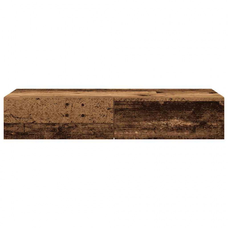 Półka ścienna z szufladami, stare drewno, 100x36x19 cm