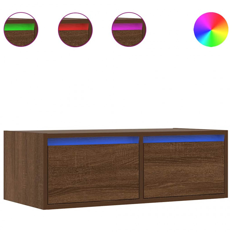 Szafka pod TV z oświetleniem LED, brązowy dąb, 75x35,5x25 cm