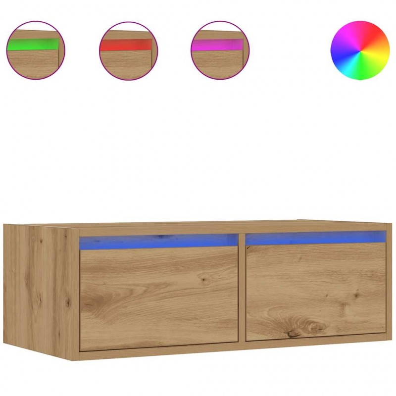 Szafka pod TV z oświetleniem LED, dąb artisan, 75x35,5x25 cm