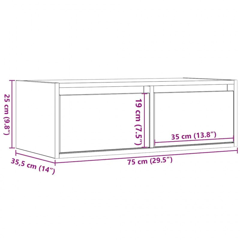 Szafka pod TV z oświetleniem LED, dąb artisan, 75x35,5x25 cm