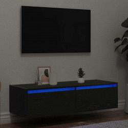 Szafka pod TV z oświetleniem LED, czarna, 100x35,5x25 cm