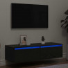 Szafka pod TV z oświetleniem LED, czarna, 100x35,5x25 cm