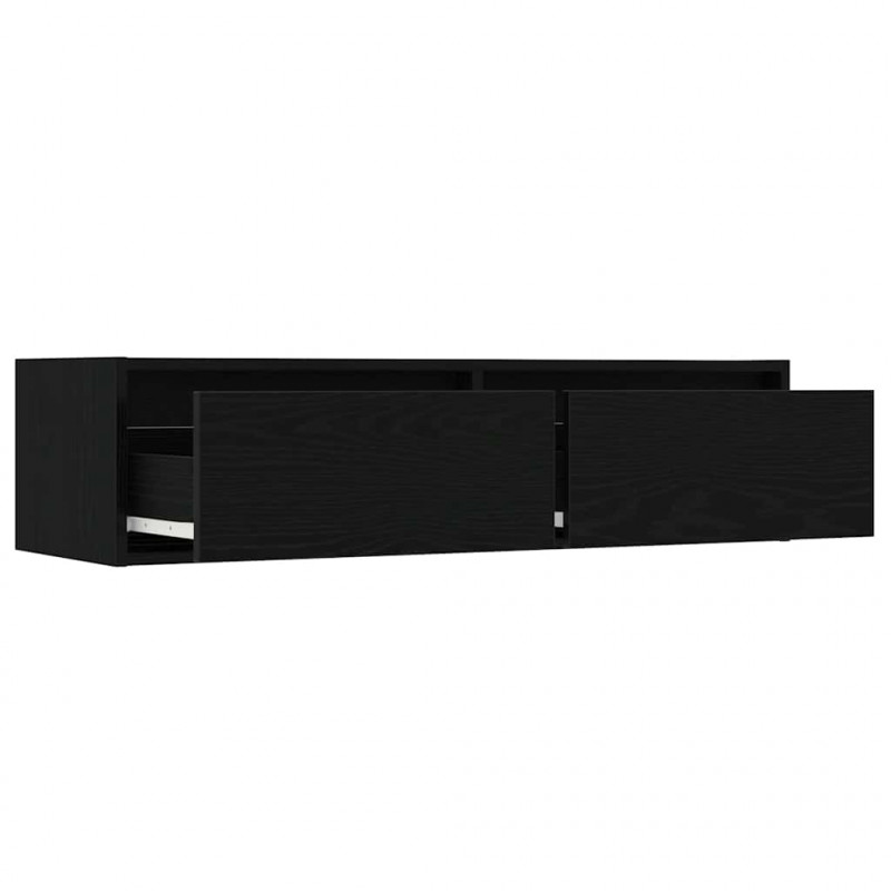 Szafka pod TV z oświetleniem LED, czarna, 100x35,5x25 cm