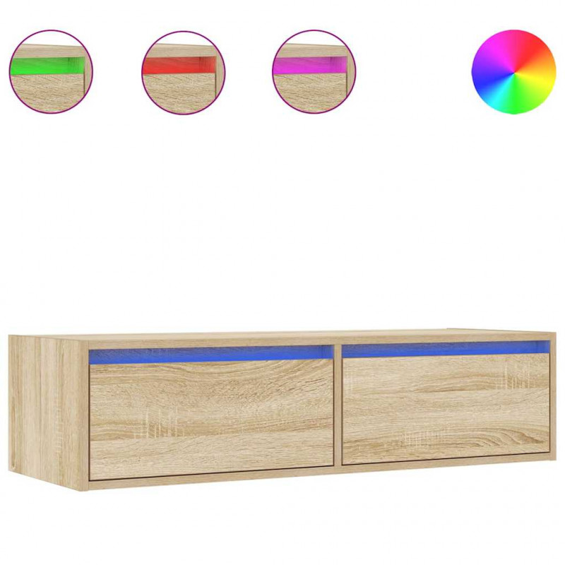Szafka pod TV z oświetleniem LED, dąb sonoma, 100x35,5x25 cm