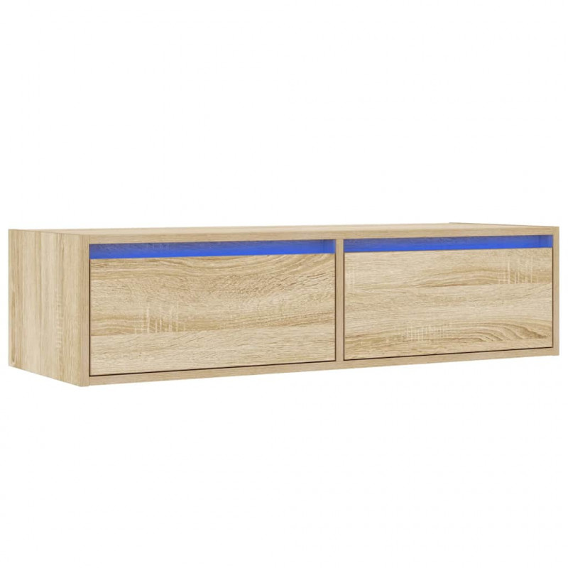 Szafka pod TV z oświetleniem LED, dąb sonoma, 100x35,5x25 cm