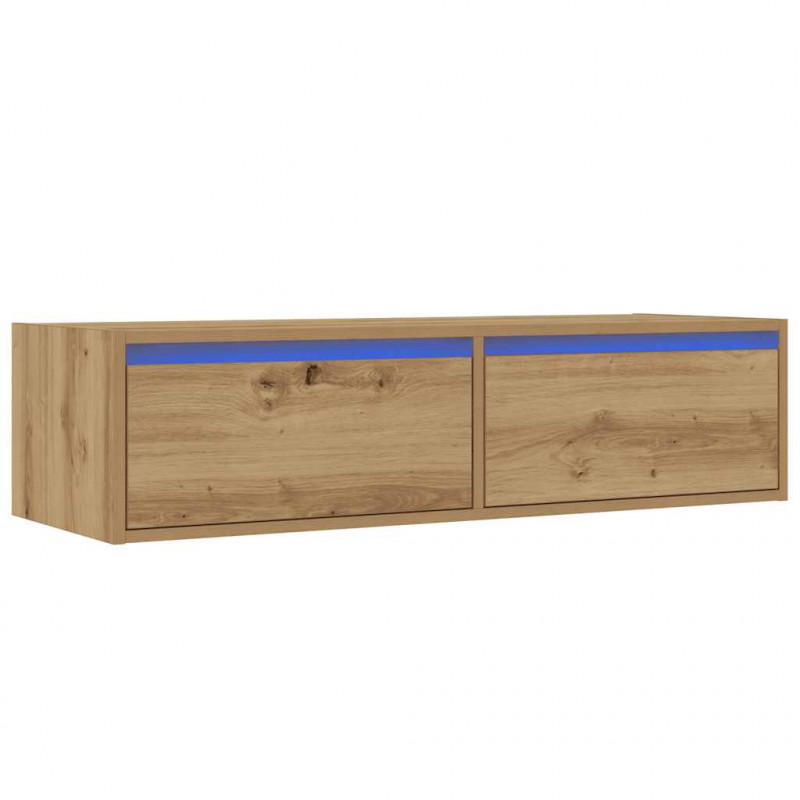 Szafka pod TV z oświetleniem LED, dąb artisan, 100x35,5x25 cm