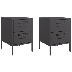 Szafki nocne, 2 szt., czarne, 36x39x50,5 cm, stal