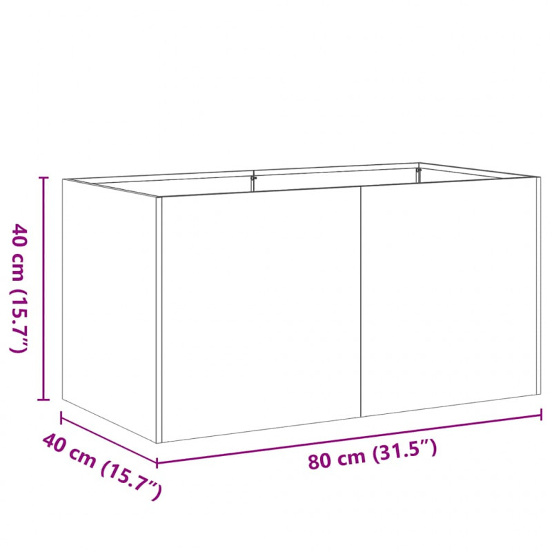 Doniczka 80x40x40 cm Stal nierdzewna