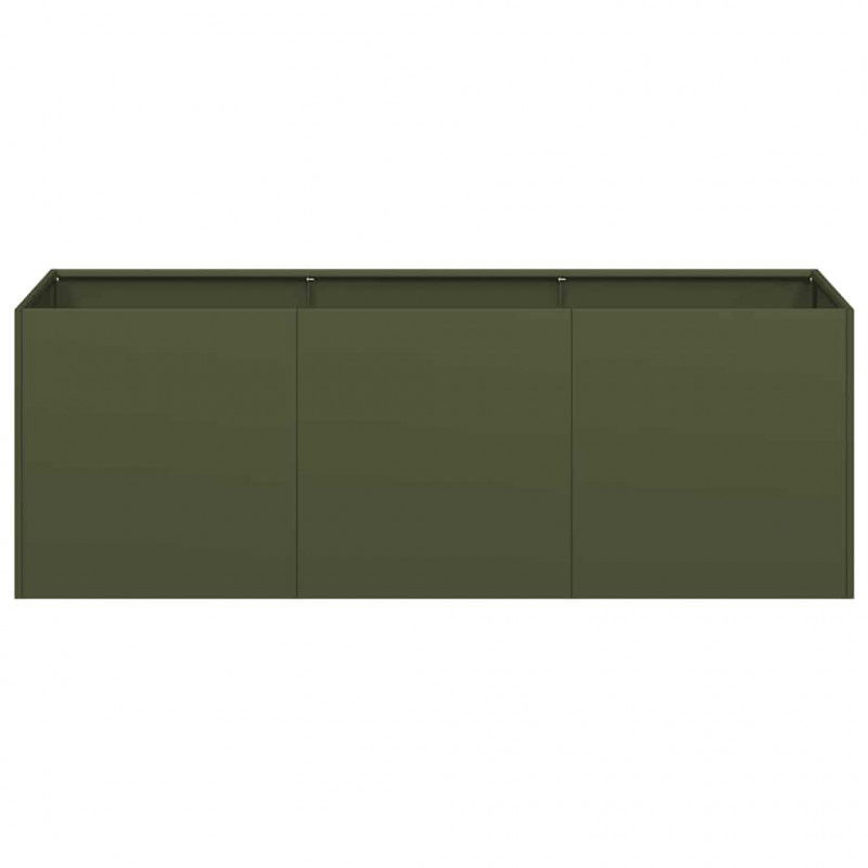Donica, oliwkowa, 120x40x40 cm, stal walcowana na zimno