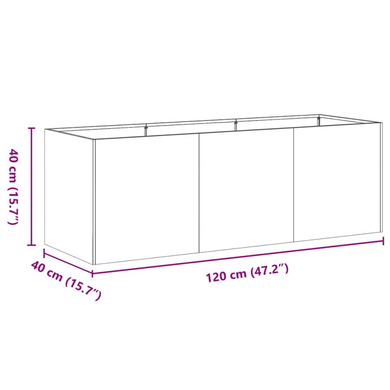 Doniczka 120x40x40 cm Stal nierdzewna