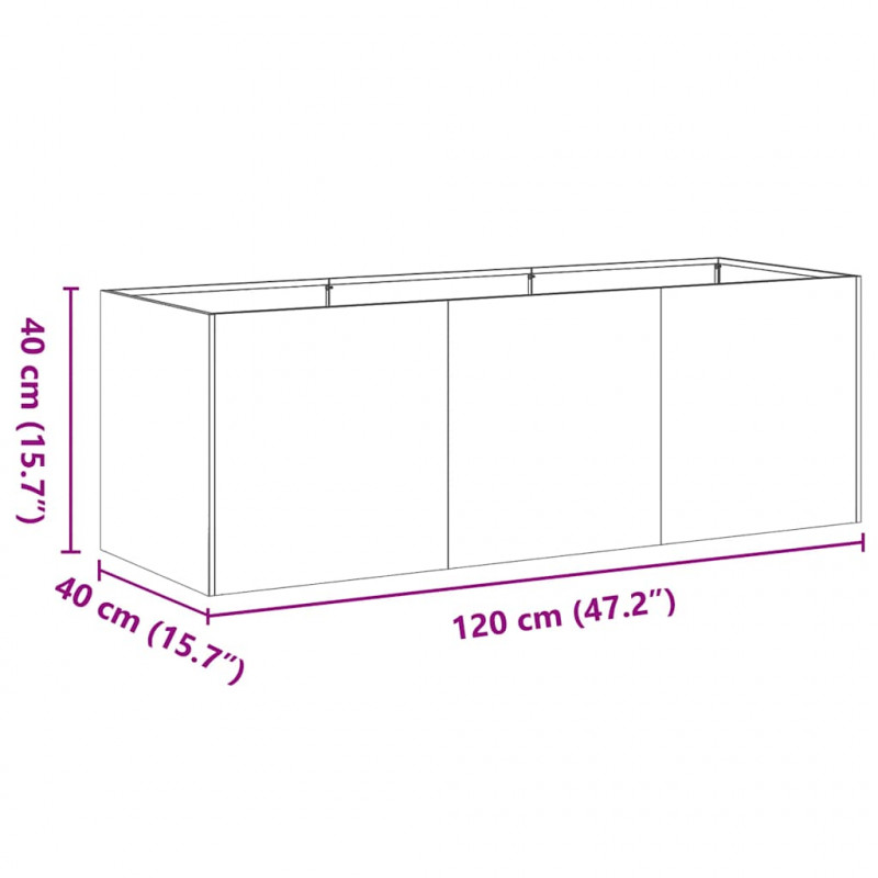 Doniczka Rusty 120x40x40 cm Stal nierdzewna