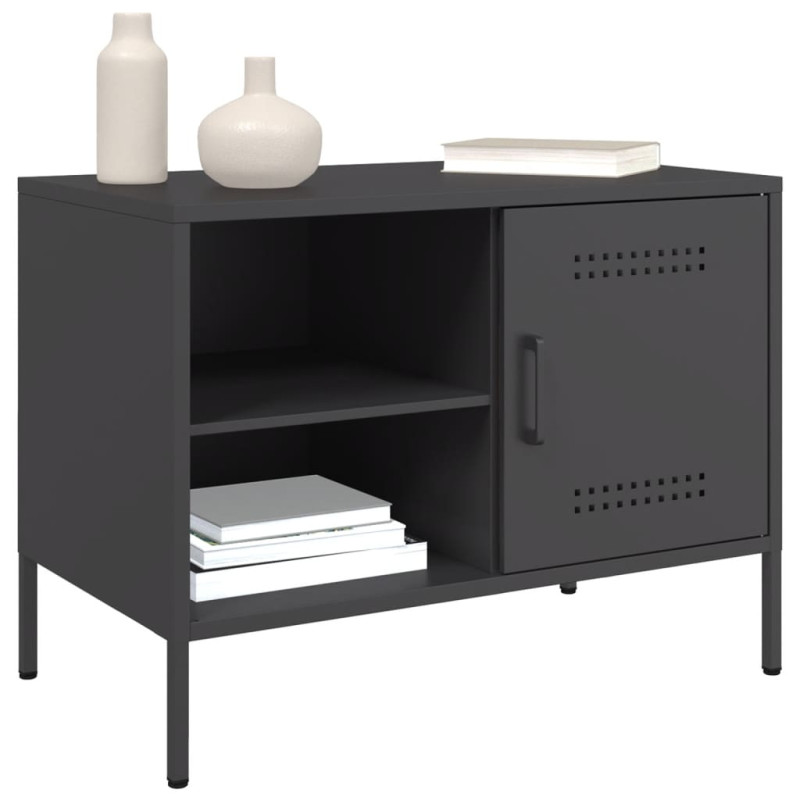 Szafka RTV, czarna, 68x39x50,5 cm, stalowa